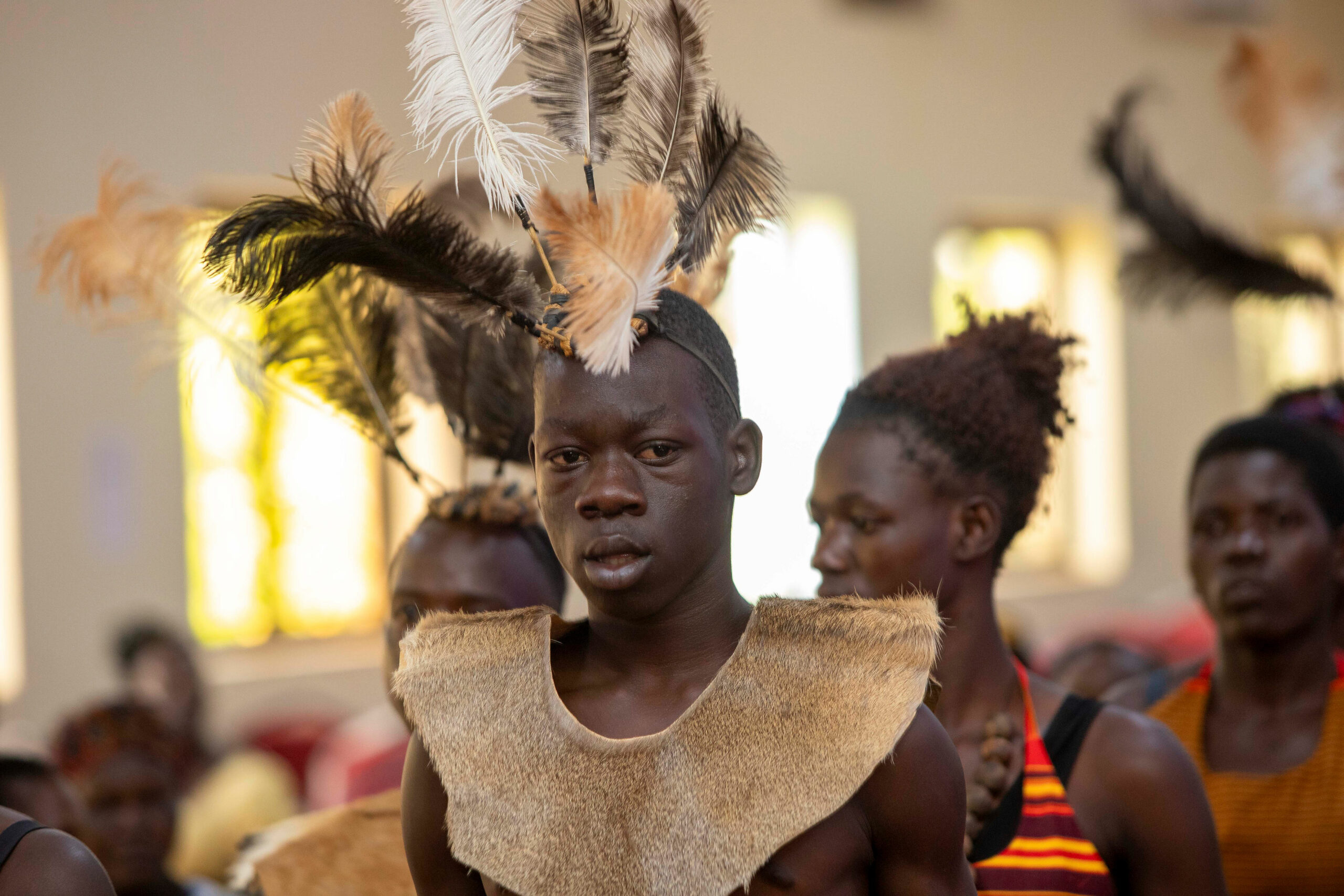 Acholi dancers peforming the Royal Dance (Bwola)