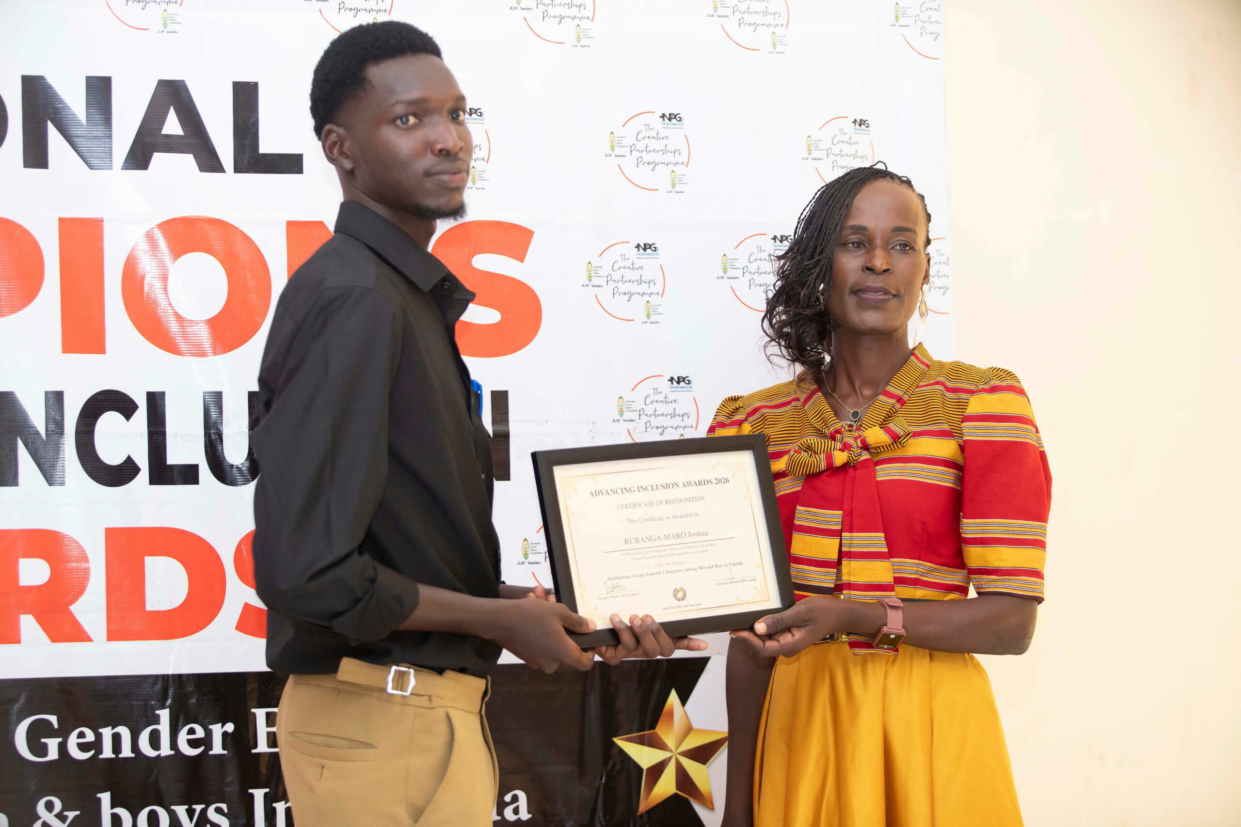 L-R: Winner Joshua Rubanga-Maro